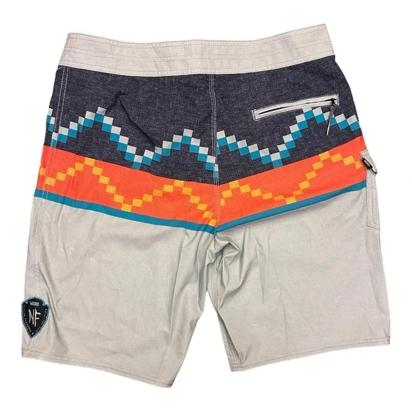 VANS Nathan Fletcher Rising Swell Blue Surf Boardshorts Geometric Size 34 - Picture 6 of 10